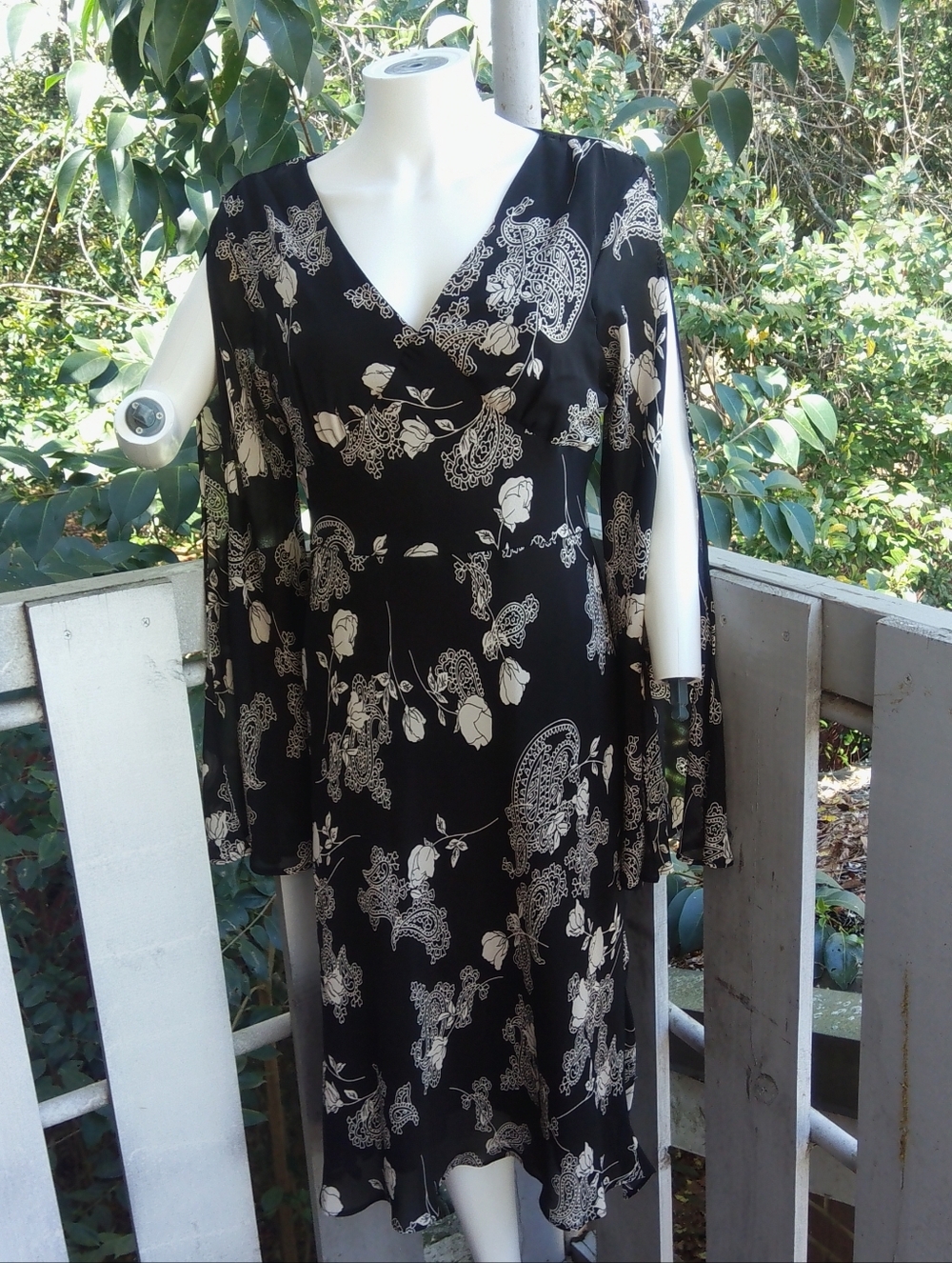 Vintage Y2K Floral Rose Paisley Fairycore Dark Romance Babydoll Midi Chiffon Dre